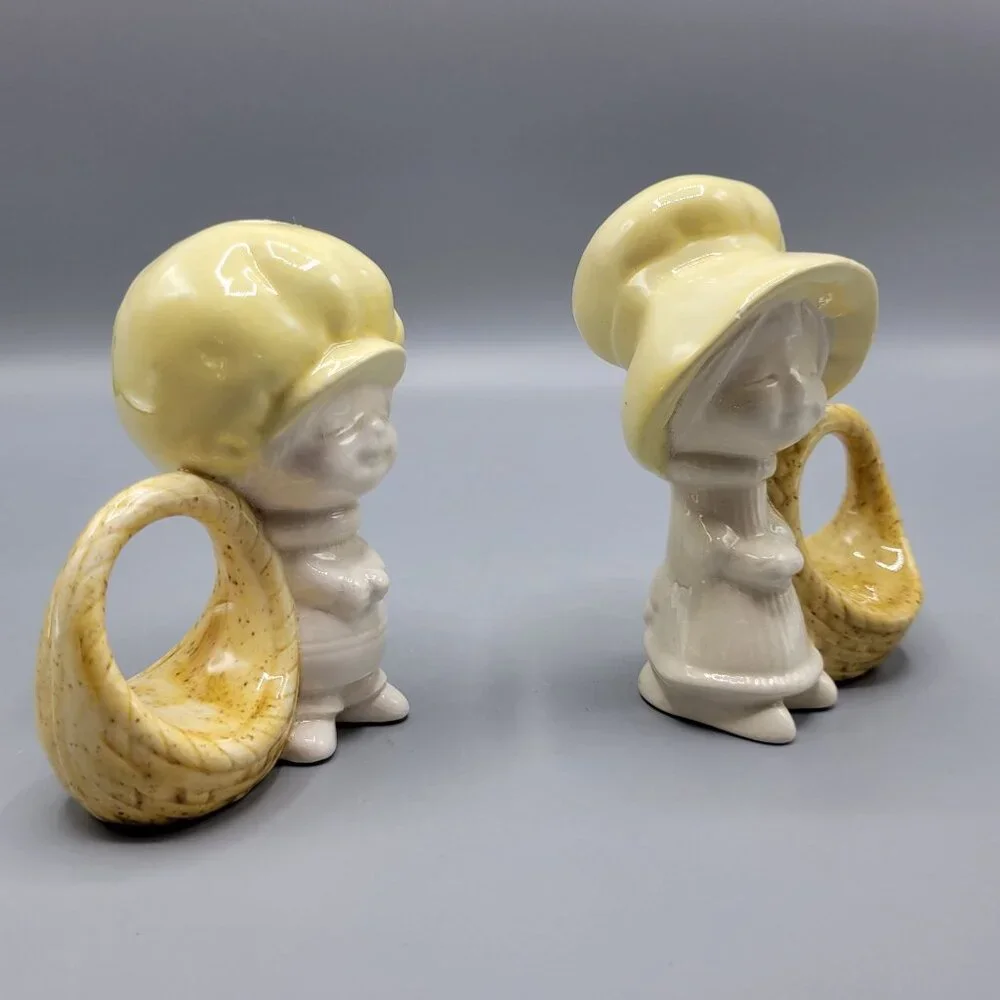 Vintage Porcelain Holly Hobbie Napkin Holders Ceramic Figurine Set Of 6 - Picture 4 of 10